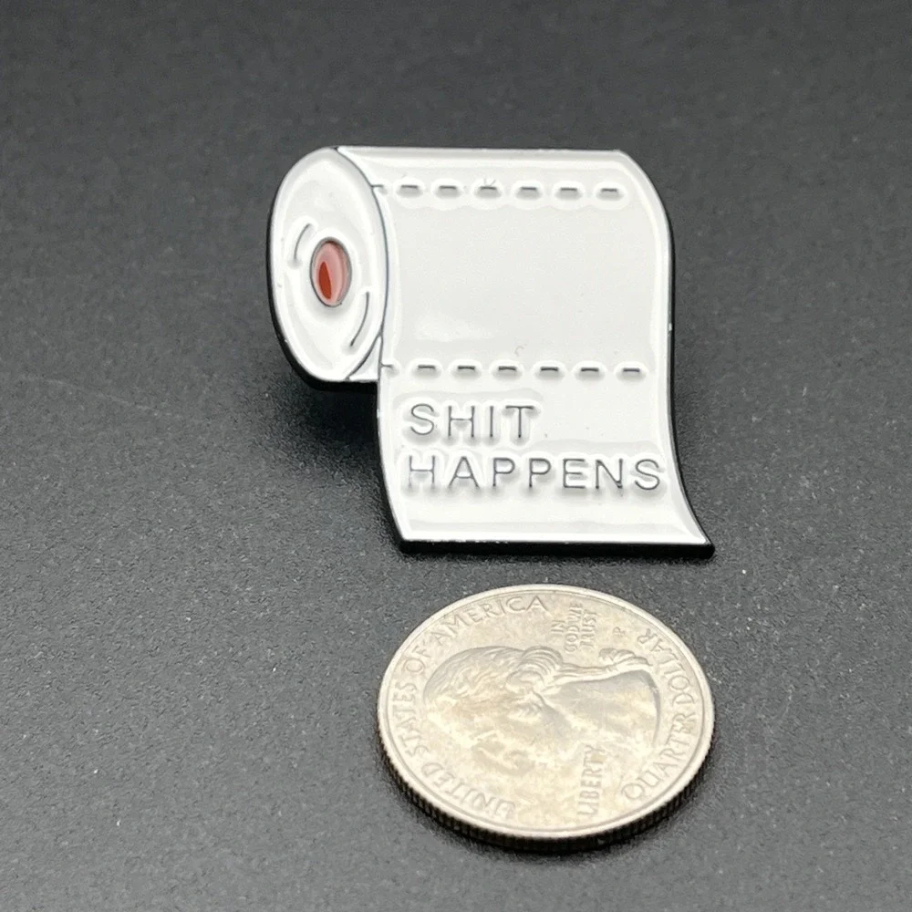 Toilet Paper Sh*t Happens Funny Novelty Lapel Hat‎ Pin